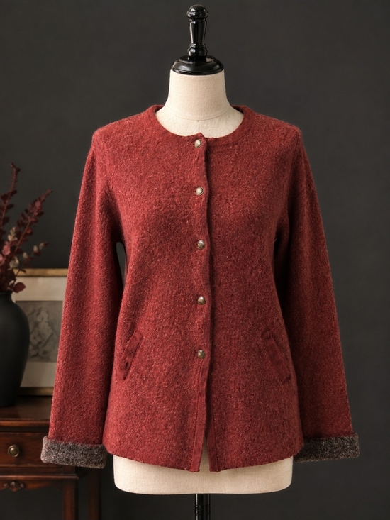 Ellen Tracy Sweaters - Ellen Tracy Button-Front Cardigan in Rust Red